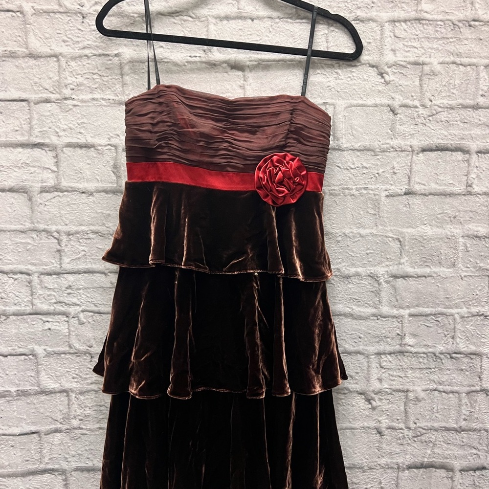 Velvet Brown and Red Dress